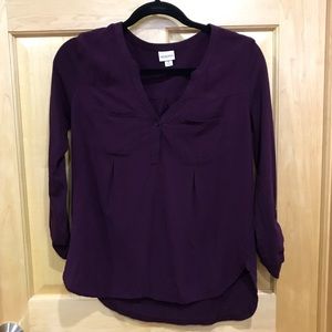 BOGO Merona Small v-neck plum top pockets at chest